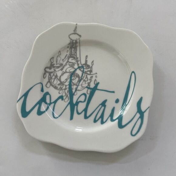 Set of 4 ROSANNA COCKTAILS SALAD DESSERT APPETIZER PLATES Square Wine & Cheese - Picture 3 of 7